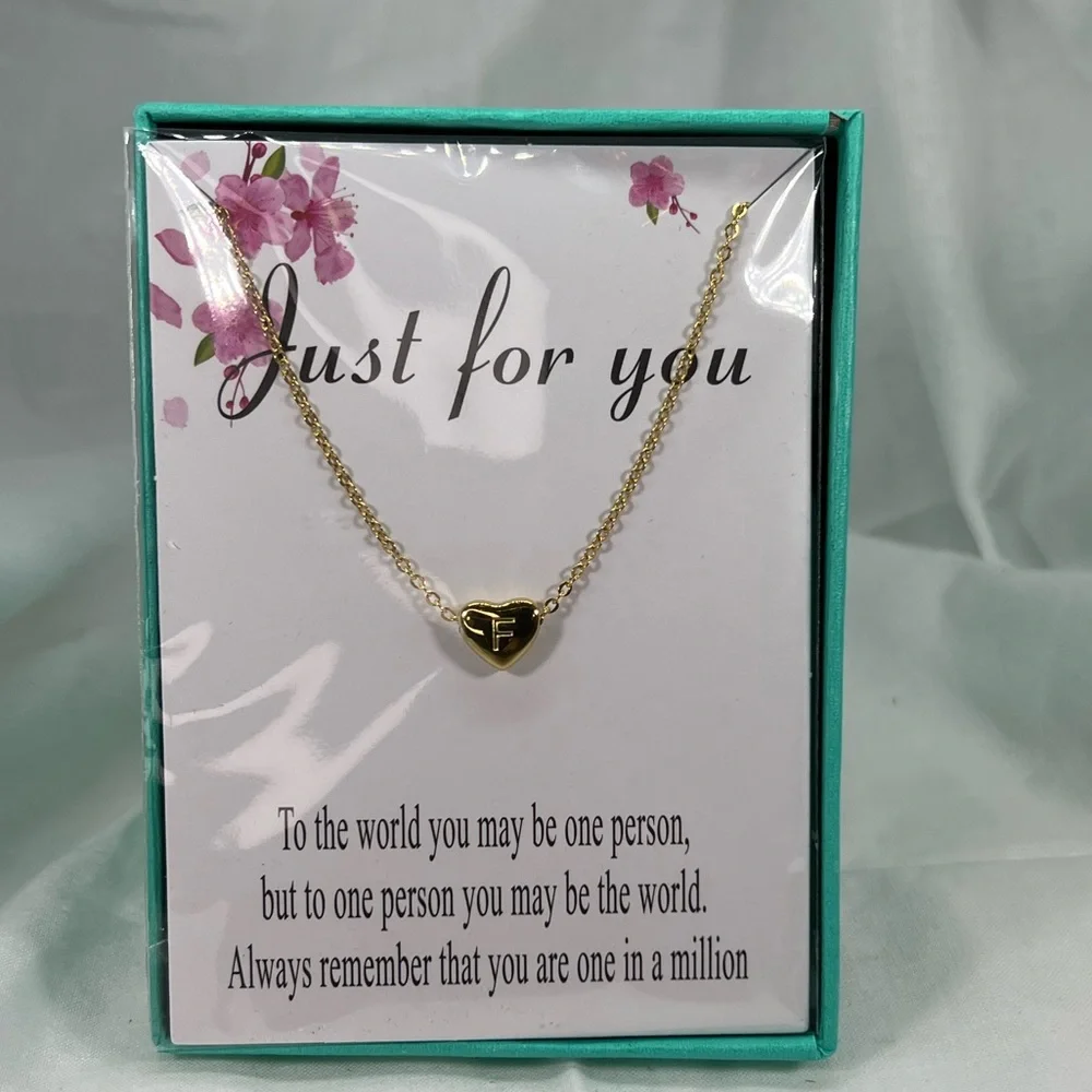 Minimalist Dainty Heart Personal Initial Gold Plated Beautiful Necklace Retro